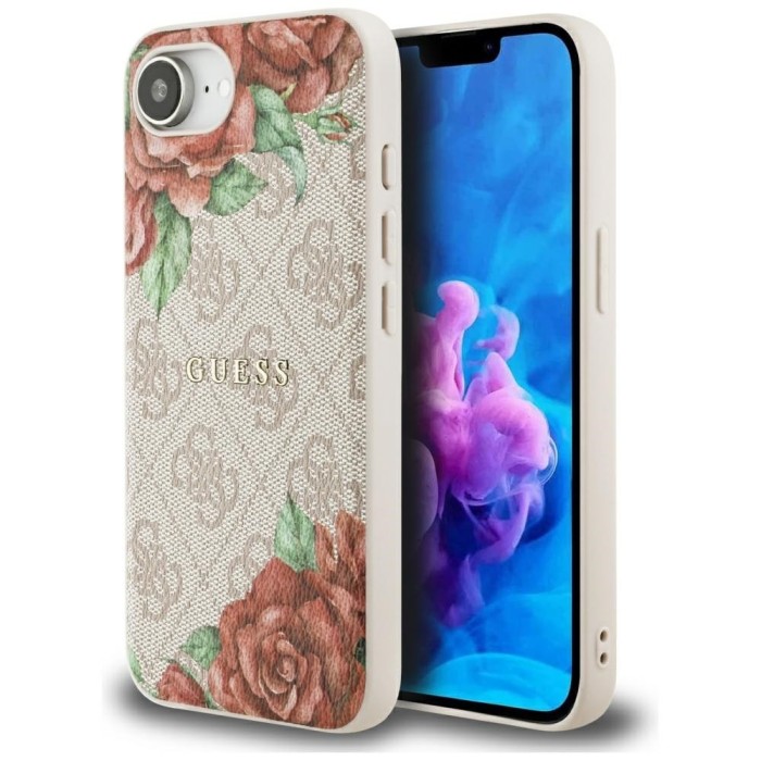 Husa originala Guess iPhone 16e Hardcase 4G Flower Print MagSafe, roz, GUHMPSE4P4ROPEMCP