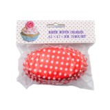 Set hartii pentru muffin, Ovale, Rosu cu buline albe, 8.5x4.7x2 cm, 75 buc