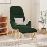 VidaXL Scaun de relaxare cu taburet, verde &icirc;nchis, catifea