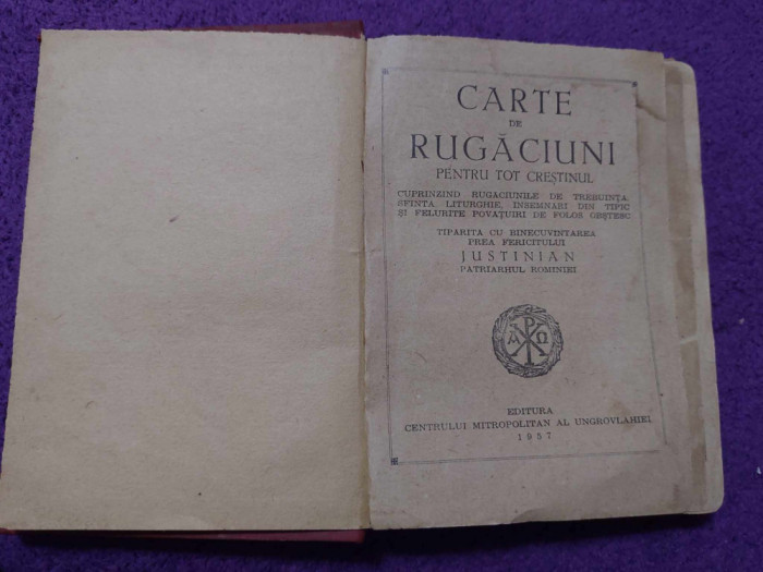 CARTE DE RUGACIUNI,Sfanta liturghie,insemnari TIPIC si Povatuiri,1957-JUSTINIAN