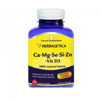 CA MG SE SI ZN cu Vitamina D3 Herbagetica 120cps foto