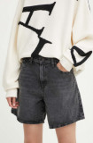 Levi&#039;s pantaloni scurti jeans HIGH BAGGY SHORT femei, culoarea negru, neted, high waist, A9311
