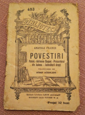 Povestiri. Ed. Alcalay B.P.T. Nr. 493 Trad. de Iosif Nadejde - Anatole France foto