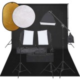 vidaXL Set studio foto cu set de lumini, fundal și reflector 3094692