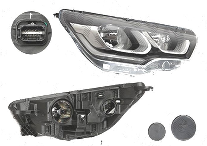 Far Citroen C4 (B7), 04.2014-; Ds4, 07.2014-, fata, Dreapta, cu LED daytime running light; H7+H7; electric; cu motor;