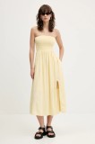 Hollister Co. rochie culoarea galben, midi, evazată, KI359-5045