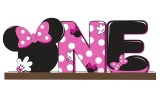 Decoratiune pentru aniversare Laffact, lemn, roz/alb/negru, 26,9 x 11,1 cm
