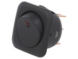 Comutator Rocker ON-OFF cu LED, 25A, 12V, Negru