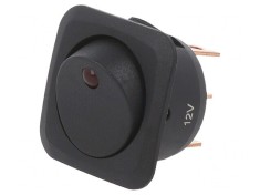 Comutator Rocker ON-OFF cu LED, 25A, 12V, Negru foto