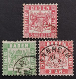 Germania, Baden, 1862-8, Michel#18, 23 si 24, Stampilat