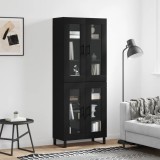 Dulap &icirc;nalt, negru, 69,5x34x180 cm, lemn compozit
