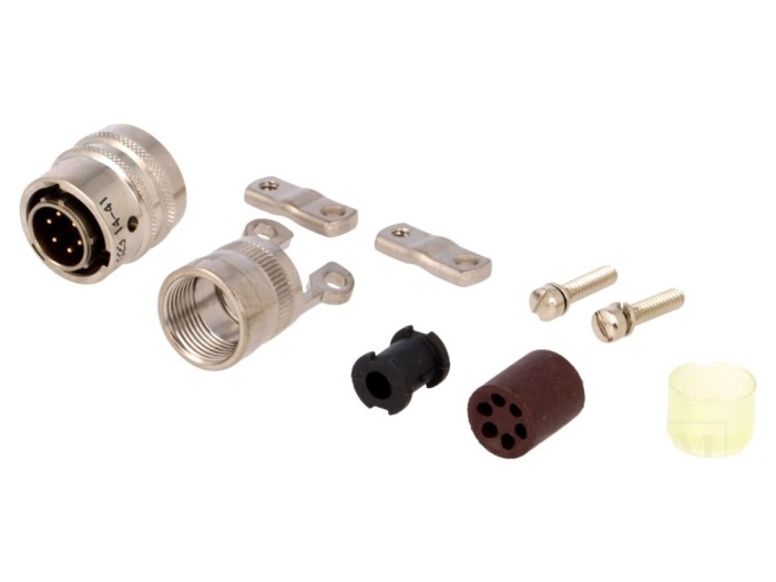 Conector circular pe cablu, 6 pini aurit