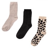 Set șosete Femei, Model Leopard și Buline, Multicolor, 3 Perechi, Oem