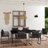 Set de servit masa pentru grădină, 7 piese, negru