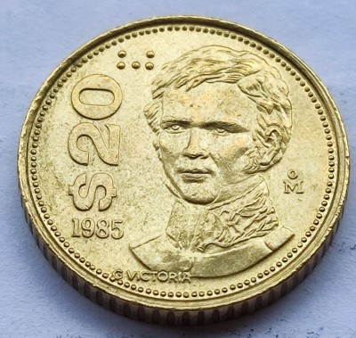281. Moneda Mexic 20 pesos 1985 (Guadalupe Victoria) foto
