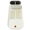 Scurgator ingust de bucatarie Pufo pentru uscat vase cu suport pentru tacamuri, 40 x 20 cm, crem/maro