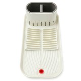 Scurgator ingust de bucatarie Pufo pentru uscat vase cu suport pentru tacamuri, 40 x 20 cm, crem/maro