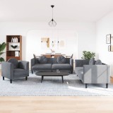VidaXL Set canapea cu perne, 3 piese, gri &icirc;nchis, catifea