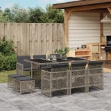 Cumpara ieftin Gossi set mobilier de gradina cu perne, 11 piese, gri, poliratan