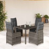 Cumpara ieftin Set bistro de gradina cu perne, 5 piese, gri, poliratan