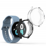 Set 2 huse pentru Samsung Galaxy Watch 5 (44mm), Kwmobile, Negru/Transparent, Silicon, 59475.01