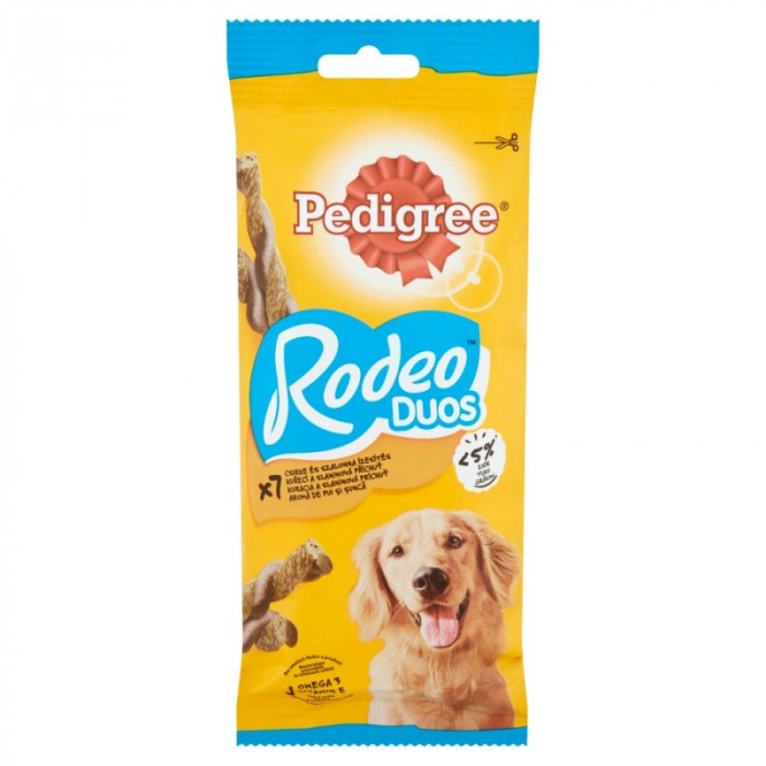 Recompense Caini Pedigree Rodeo Duos, 70 g, cu Pui, 7 Buc, Recompense Caini, Pedigree Recompensa pentru Caini, Pedigree cu Bacon si Pui, Pedigree 70 g