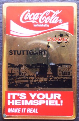 I.769 INSIGNA PIN COCA COLA SPORT IT&amp;#039;S YOUR HEIMSPIEL! STUTTGART 2006 foto