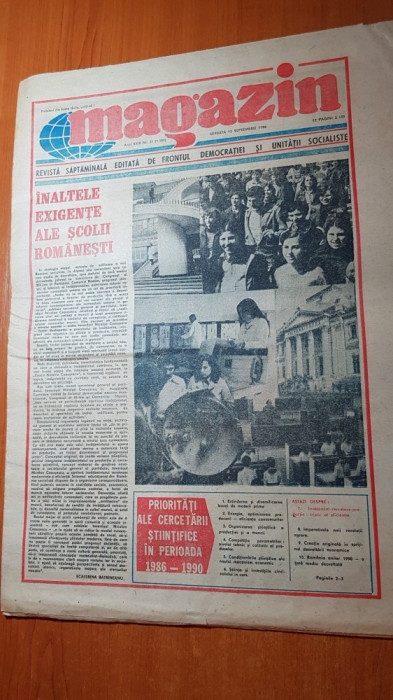 ziarul magazin 13 septembrie 1986-art.&quot; inalte exigente ale scolii romanesti&quot;