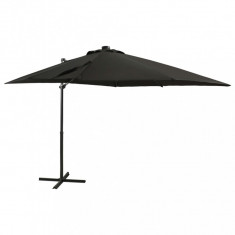 vidaXL Umbrelă suspendată cu stâlp și LED-uri, negru, 250 cm