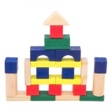 Set Jucării Educative, Bucket, 50 Bucăți, Multicolor, Material Lemn, Oem