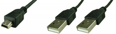 Cablu mini USB tata - 2xUSB tata, lungime 70cm - 127921 foto