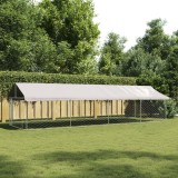 Padoc Caini Exterior vidaXL, 600x200x150cm, Acoperis Protectie UV, Otel Galvanizat, Argintiu, Tarc Sigur