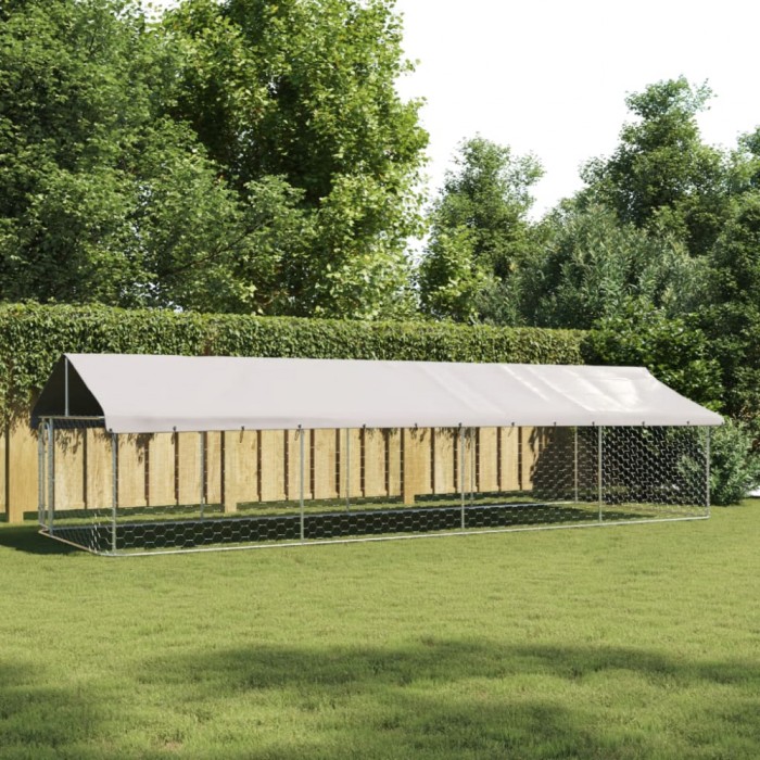 vidaXL Padoc pentru c&acirc;ini de exterior, cu acoperiș, 600x200x150 cm