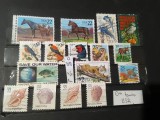 Lot SUA &ndash; Fauna Americii, păsări, cai, animale și scoici, 17 timbre ștampilate -A40