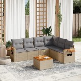 vidaXL Set canapele de grădină, 7 piese, cu perne, bej, poliratan 3259252