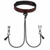 Guler pentru sf&acirc;rcuri cu cleme pentru sf&acirc;rcuri - Fifty Shades of Grey Sweet Collar &amp;amp; Clamps