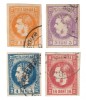 ROMANIA 1868 CAROL I CU FAVORITI VALORI IN BANI SERIE CIRCULATA, Stampilat