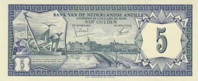 Bancnota Antilele Olandeze 5 Gulden 1972 - P8b aUNC ( vezi descriere ) foto