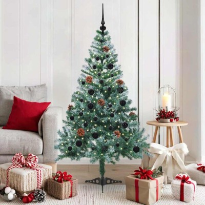 vidaXL Brad de Crăciun artificial cu 150 LED Verde 150 cm PVC și Oțel 3396702 foto
