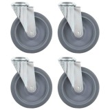 Gossi roti pivotante cu gaura pentru surub, 4 buc., 125 mm