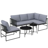 Outsunny Set lounge pentru grădină 4-5 persoane cu canapea 2 locuri, măsuță, scaun, perne groase lavabile | Aosom Romania