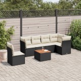 vidaXL Set canapele de grădină cu perne, 7 piese, negru, poliratan 3223662