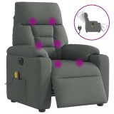 vidaXL Fotoliu electric de masaj rabatabil, gri &icirc;nchis, textil