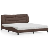 Cumpara ieftin Pat cu saltea, maro, 180x200 cm, piele ecologică