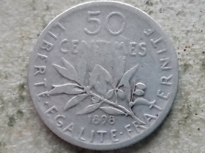 FRANTA-50 CENTIMES 1898 (Argint) foto