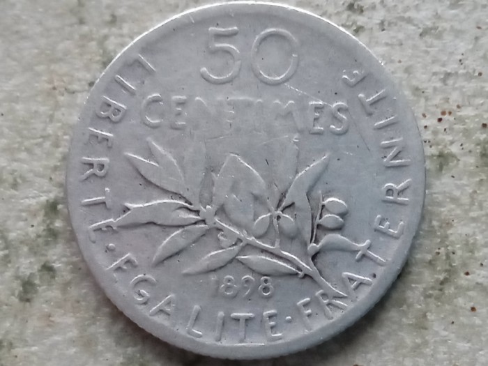 FRANTA-50 CENTIMES 1898 (Argint)