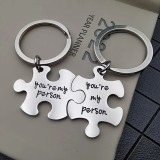 Set 2 brelocuri puzzle din otel inoxidabil , , zYou re My Person, , cadou pentru cupluri
