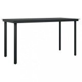 Cumpara ieftin Masa de bucatarie de gradina, negru, 140x70x74 cm, otel/sticla
