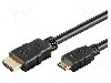 Cablu HDMI - HDMI, HDMI mini mufa, HDMI mufa, 1m, negru, Goobay - 31930