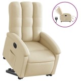 Cumpara ieftin Fotoliu electric rabatabil cu ridicare, crem, textil